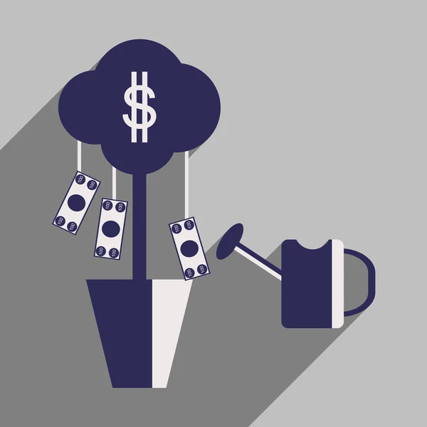 Diseño plano vector moderno icono de la ilustración Árbol de dinero y espolvorear — Vector de stock
