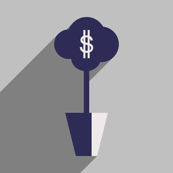Diseño plano vector moderno icono ilustración Árbol de dinero — Vector de stock