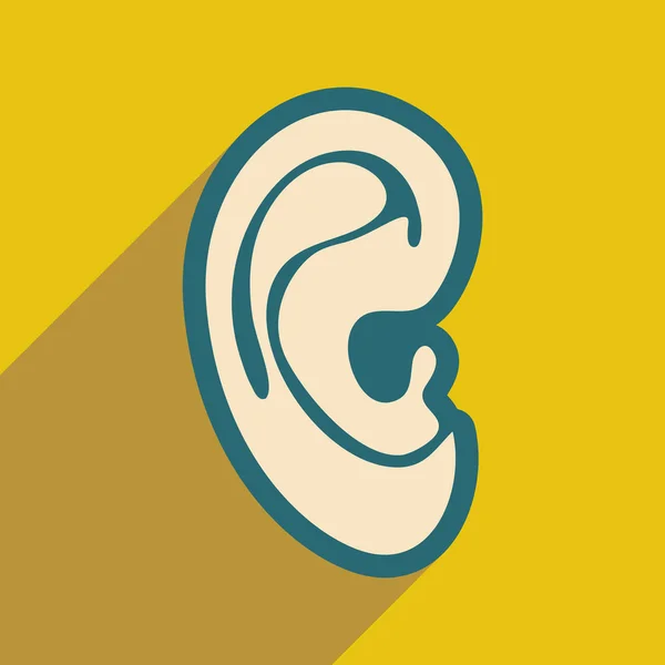 Icono de oreja humana en estilo plano — Vector de stock