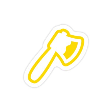 Beyaz bir arka plan etiketi kanlı balta