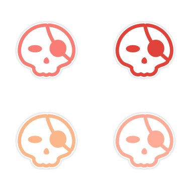 montaj plakası şık kafatası beyaz arka plan üzerinde göz bandı ile