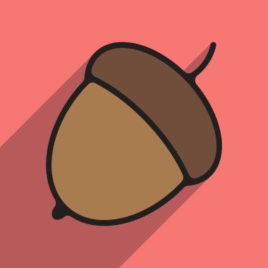 Düz gölge simgesi ve mobil uygulama meşe palamudu ile