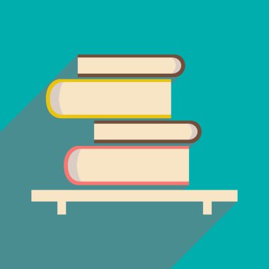 Düz gölge simgesi ve mobil uygulama kitap raf