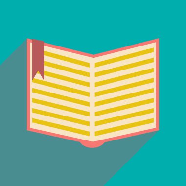 Düz gölge simgesi ve mobil uygulama açık kitap