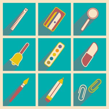 Gölge kavramı ile düz ve mobil uygulama okul malzemeleri