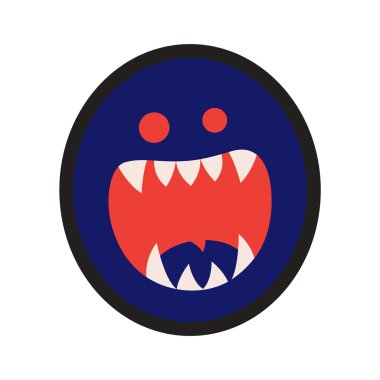 Düz gölge simgesi dişlek canavar parlak arka plan ile