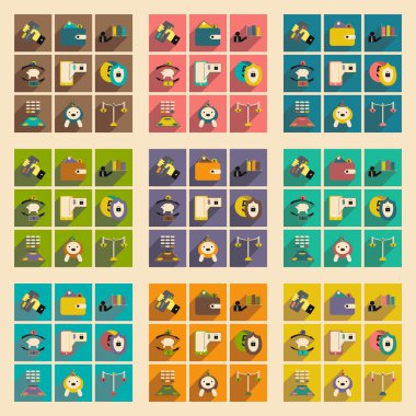 Düz gölge kavramı şık iş ikonları/simgeleri ile