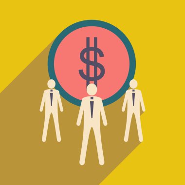 Düz tasarım modern vektör çizim simgesi Doları ve çalışanların