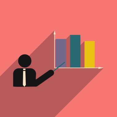 Düz gölge simgesi insani ve ekonomik grafik ile