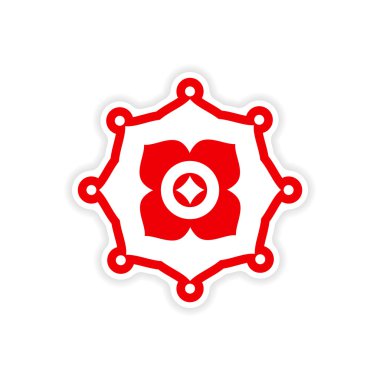 Beyaz arka plan üzerinde kağıt etiket Hint sembolleri