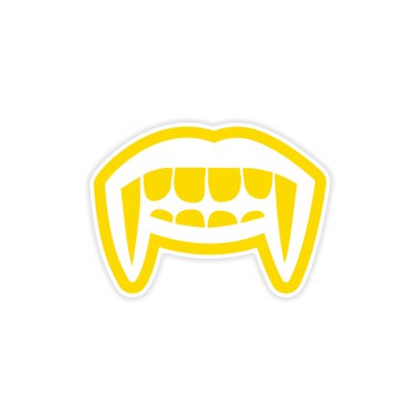 Etiket vampir parlak smile beyaz arka plan üzerinde