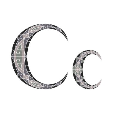 C düşük Poli harfine gri mozaik çokgen