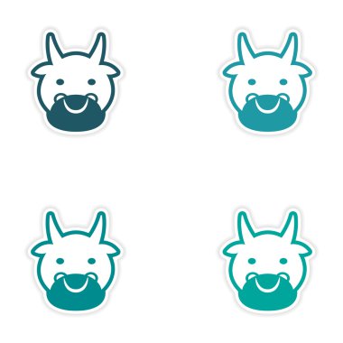 Beyaz arka plan üzerinde çıkartmalar Hint inek kümesi