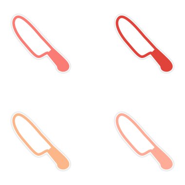 Beyaz bir arka plan üzerinde derleme etiket parlak mutfak bıçağı