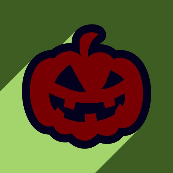 Piso con icono de sombra y calabaza aplicación móvil — Vector de stock