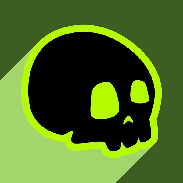 Plano com ícone de sombra e ícone de crânio de aplicativo móvel — Vetor de Stock