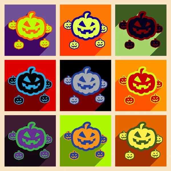 Plat avec concept d'ombre et application mobile citrouilles Halloween — Image vectorielle