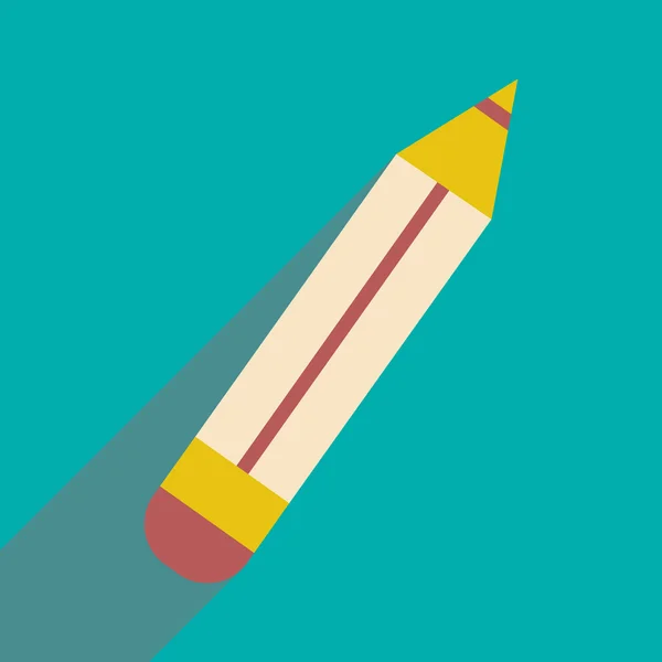 Plano com ícone de sombra e ícone de lápis de aplicativo móvel — Vetor de Stock