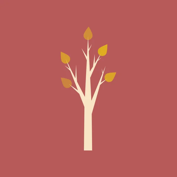 Plano com ícone de sombra e árvore de aplicação móvel caduca — Vetor de Stock