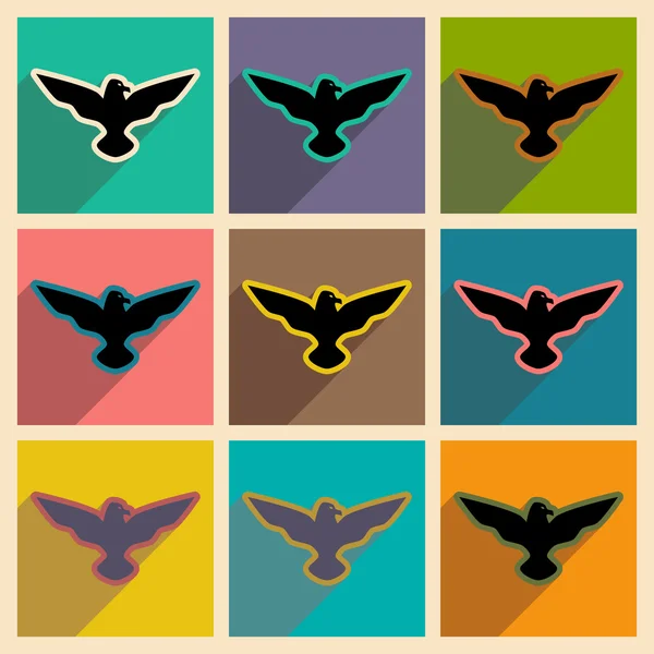 Élégant icônes assemblage aigle — Image vectorielle