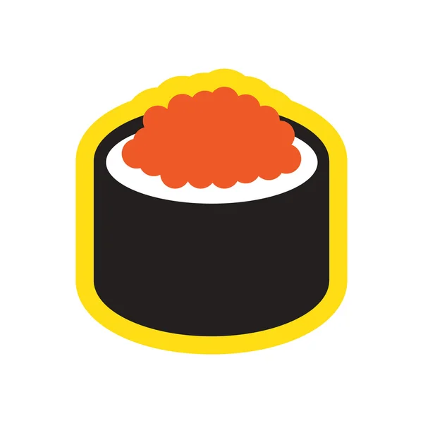 Flat with shadow icon sushi with caviar — Stock Vector