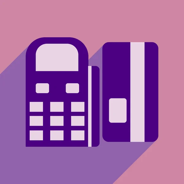 Icône plate moderne avec carte bancaire ombre et le terminal — Image vectorielle