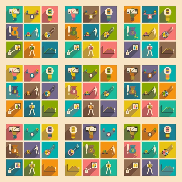 Modern düz simgeler koleksiyonu ile gölge ticari ekonomi grafik vektör