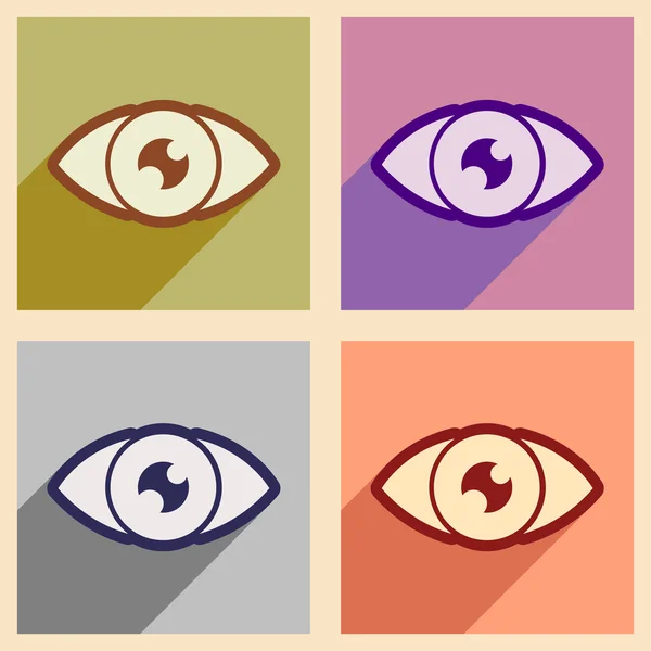 Icons of assembly human eye in flat style — Stock Vector