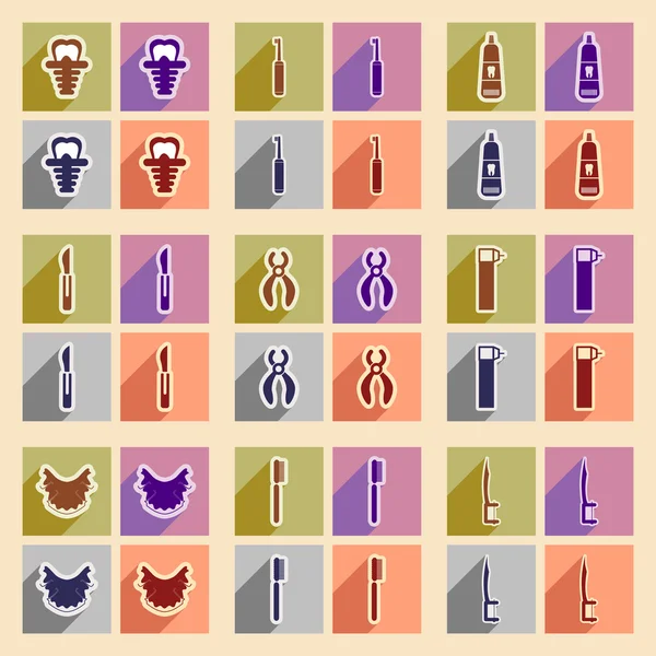 Icons of assembly stomatology in flat style — Stock Vector