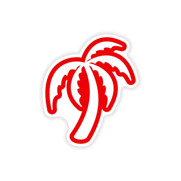 Beyaz arka plan üzerinde kağıt etiket Hint palm — Stok Vektör
