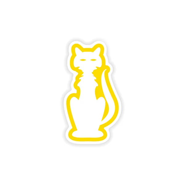 Simgesi etiket gerçekçi tasarım üstünde kağıt kedi — Stok Vektör