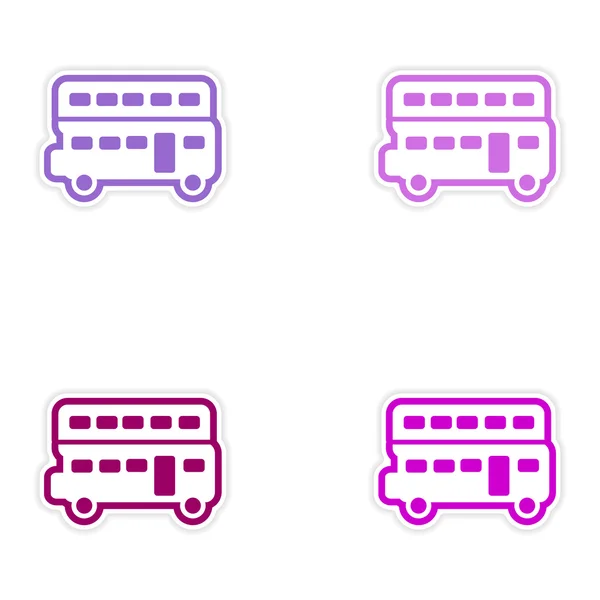 Set de pegatinas British bus de dos pisos sobre fondo blanco — Vector de stock