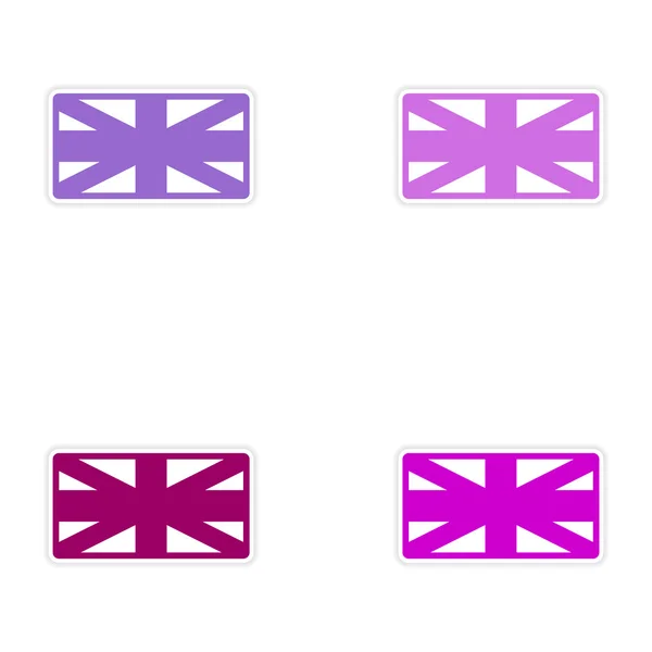 Set van stickers Britse vlag op witte achtergrond — Stockvector