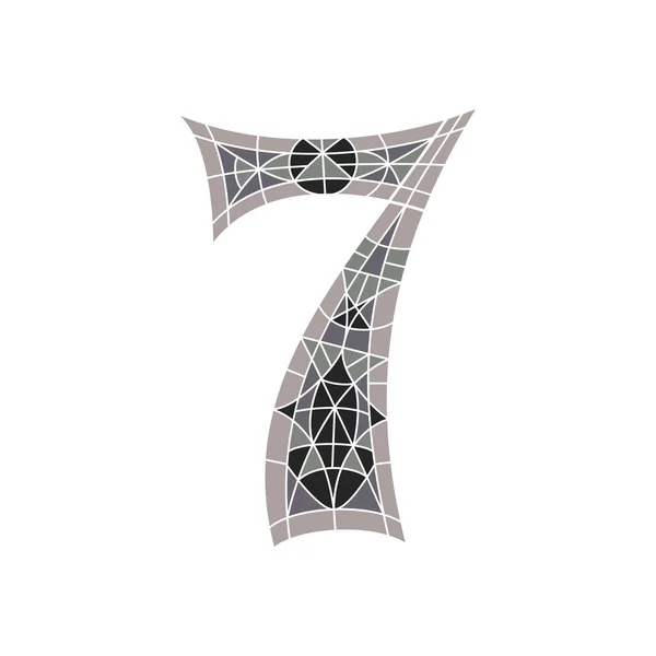 Low poly číslo 7 v šedé mozaika mnohoúhelník — Stockový vektor