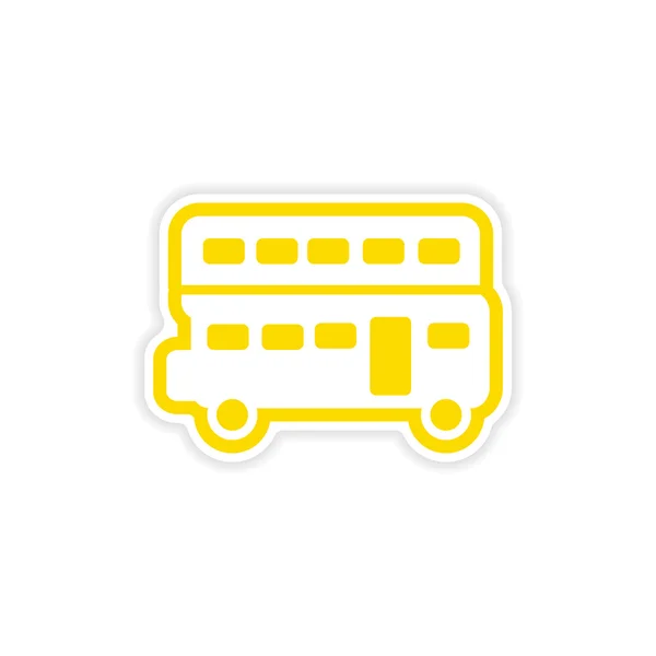 Autocollant papier bus britannique à deux étages sur fond blanc — Image vectorielle