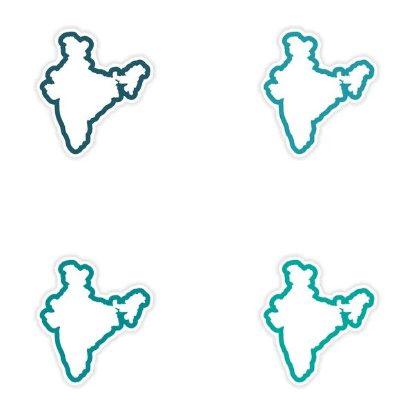 Uppsättning av klistermärken indiska karta på vit bakgrund — Stock vektor