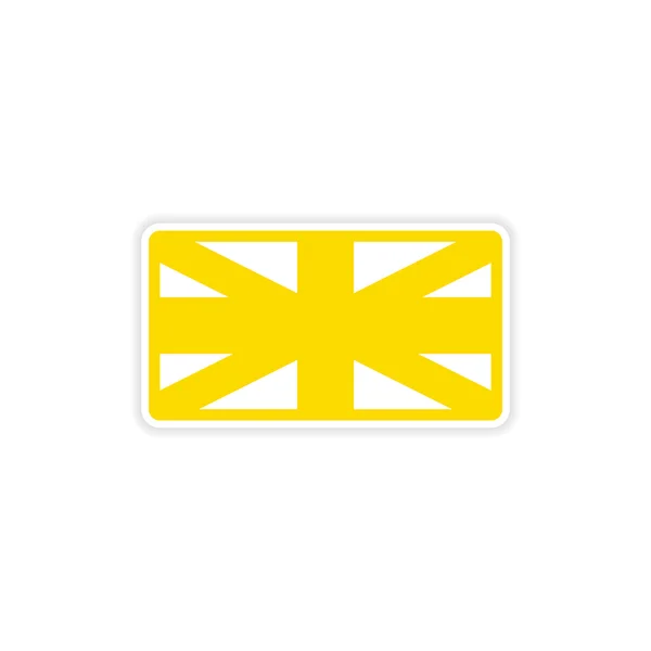 Kağıt etiket beyaz zemin üzerine İngiliz bayrağı — Stok Vektör