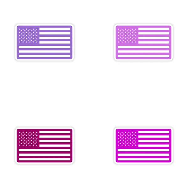 Aufkleber amerikanische Flagge auf weißem Hintergrund — Stockvektor