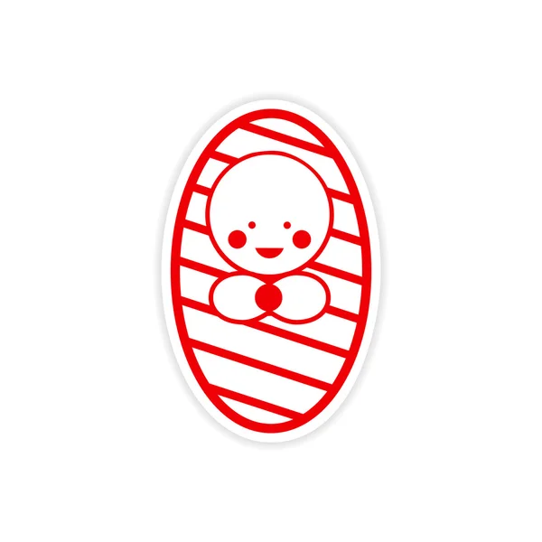 Autocollant papier fille nouveau-né sur fond blanc — Image vectorielle