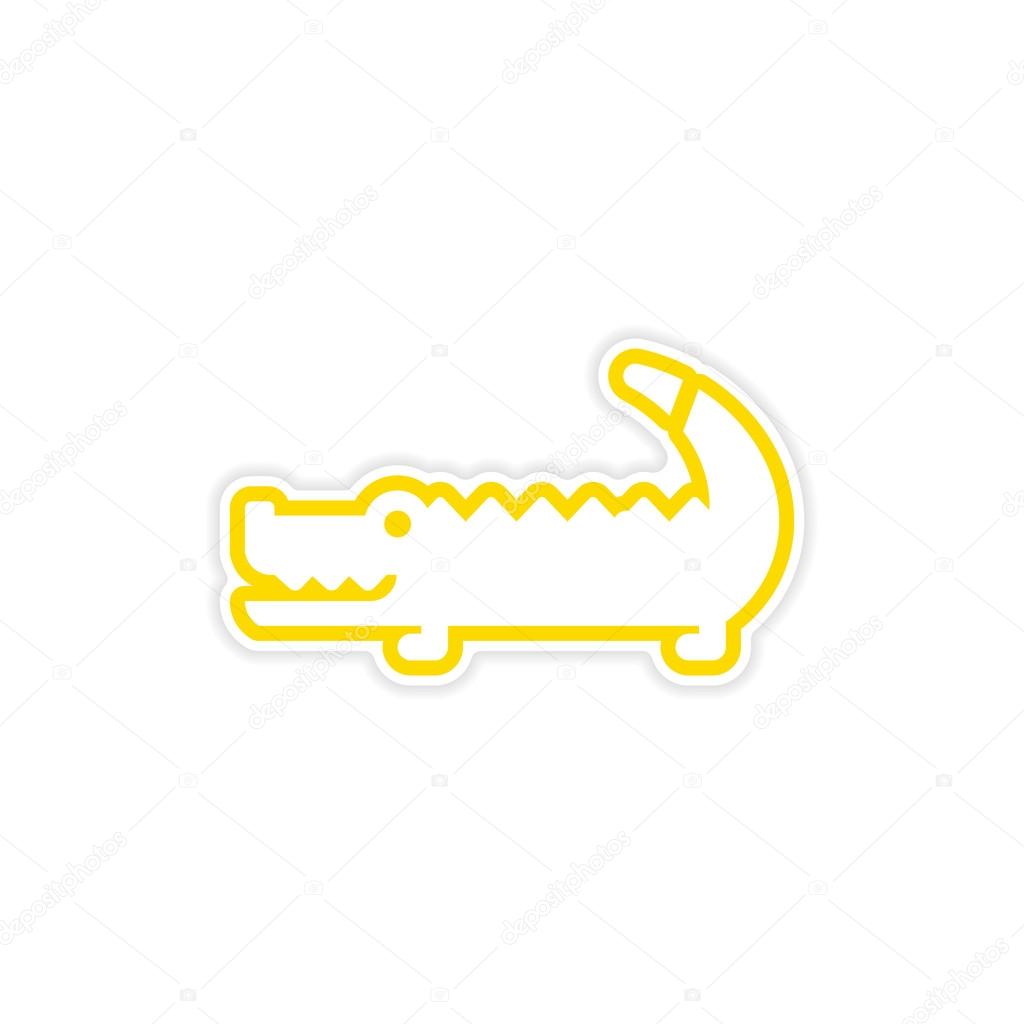 Paper sticker Australian crocodile on white background