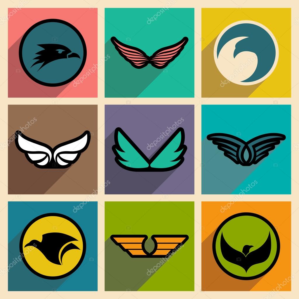 Stylish logos Eagles realistic icon on yellow backgrounds