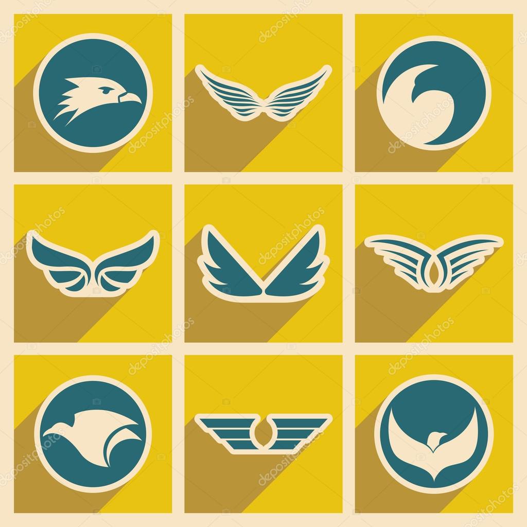Stylish logos Eagles realistic icon on yellow backgrounds