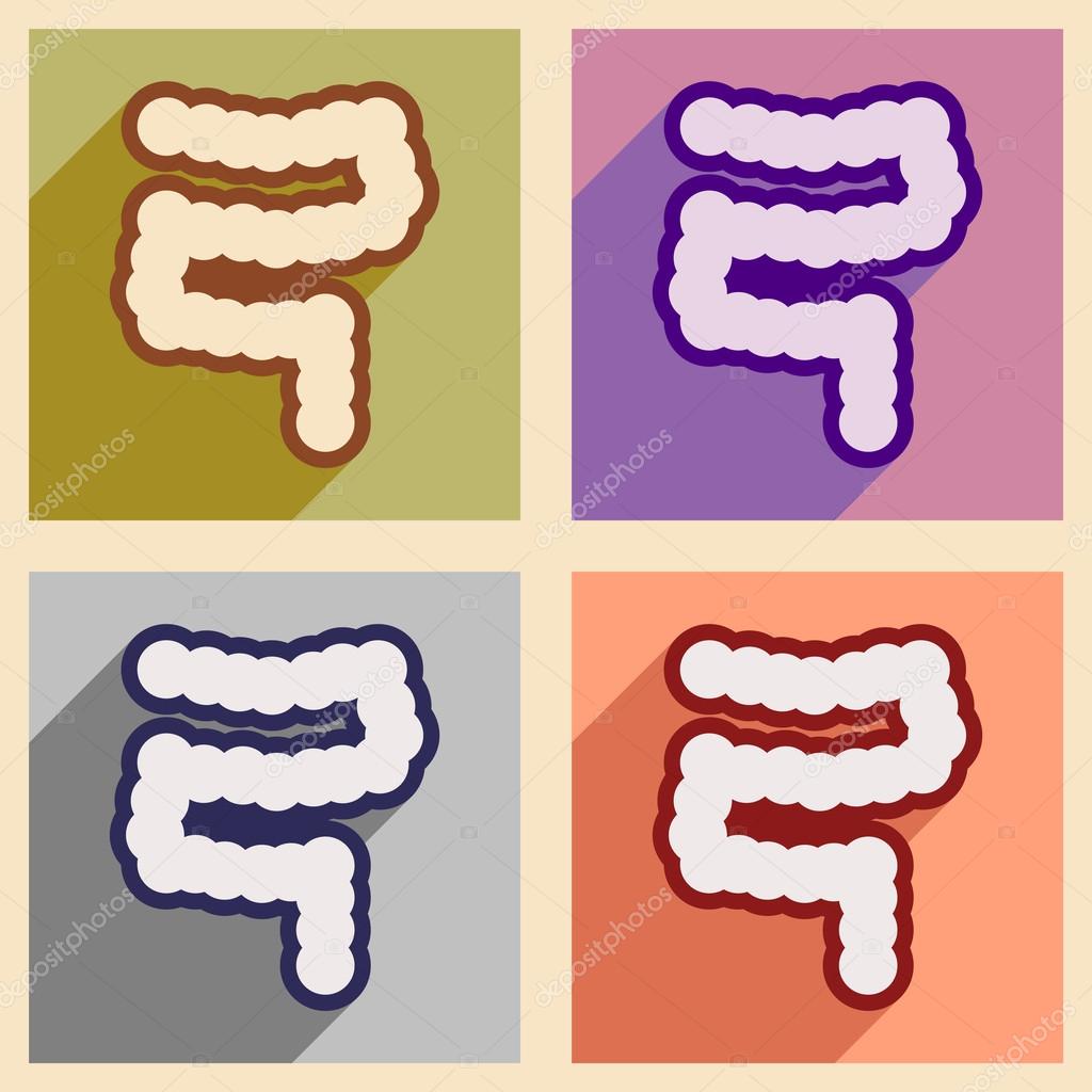 Icons of assembly duodenum in flat style