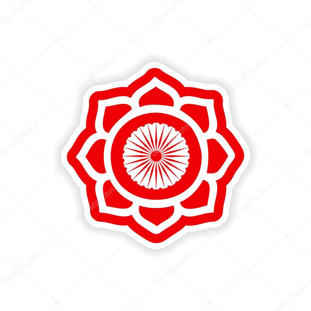pegatina de papel Signo indio sobre fondo blanco 2024