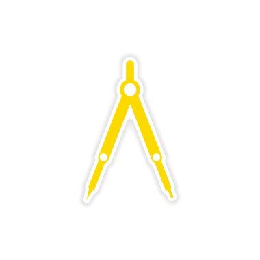 Kağıt pergel matematik simgesi etiket gerçekçi tasarım