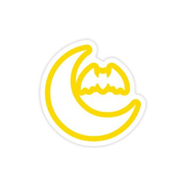 etiket new moon ve beyaz bir arka plan üzerinde bir yarasa