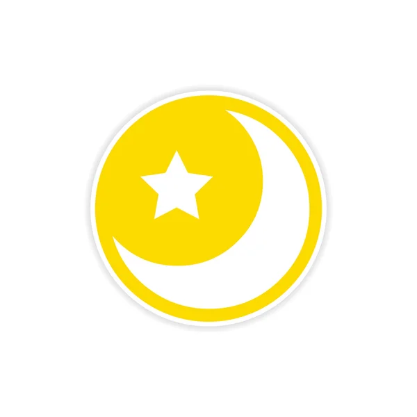 Αυτοκόλλητο λογότυπο Σελήνης και αστέρων σε λευκό φόντο — Διανυσματικό Αρχείο