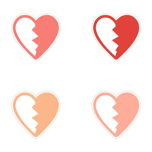 Assembly sticker bright heart broken into pieces on white background — Stock Vector