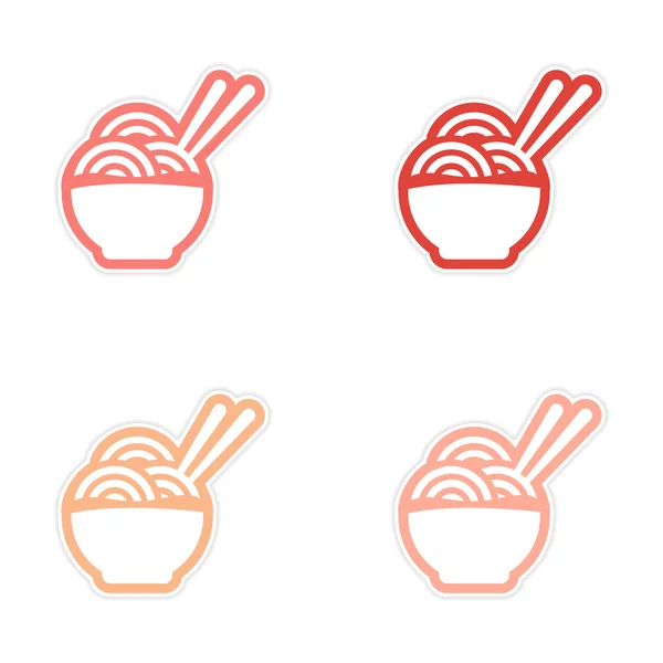 Азиатское блюдо из лапши и палочек для еды — стоковый вектор
