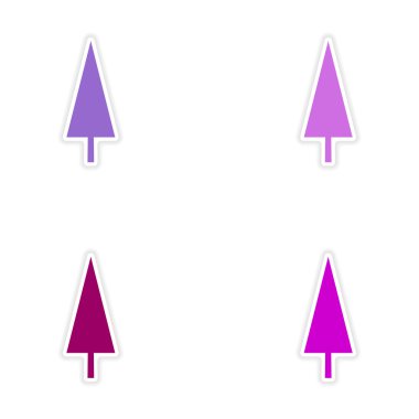 Kağıt ağaç simgesi üzerinde derleme gerçekçi etiket tasarımı